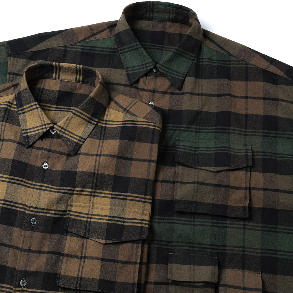 FreshService) FLANNEL CHECK MULTI POCKET SHIRT (FSC254-50059