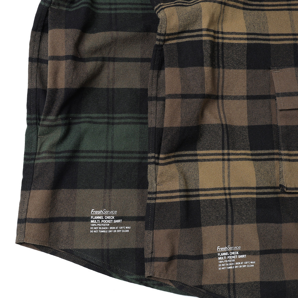 FreshService) Flannel Check Multi Pocket Shirt (FSC254-50059