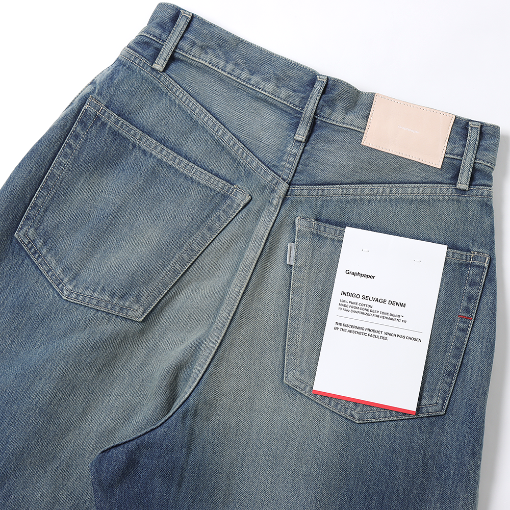 Selvage Denim Two Tuck Wide Pants(Dk.FADE)