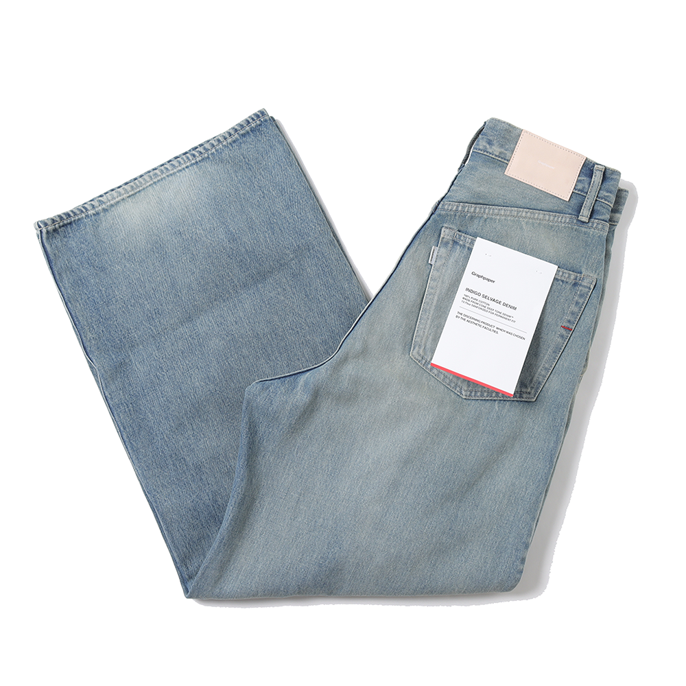 Selvage Denim Two Tuck Wide Pants(Lt.FADE)