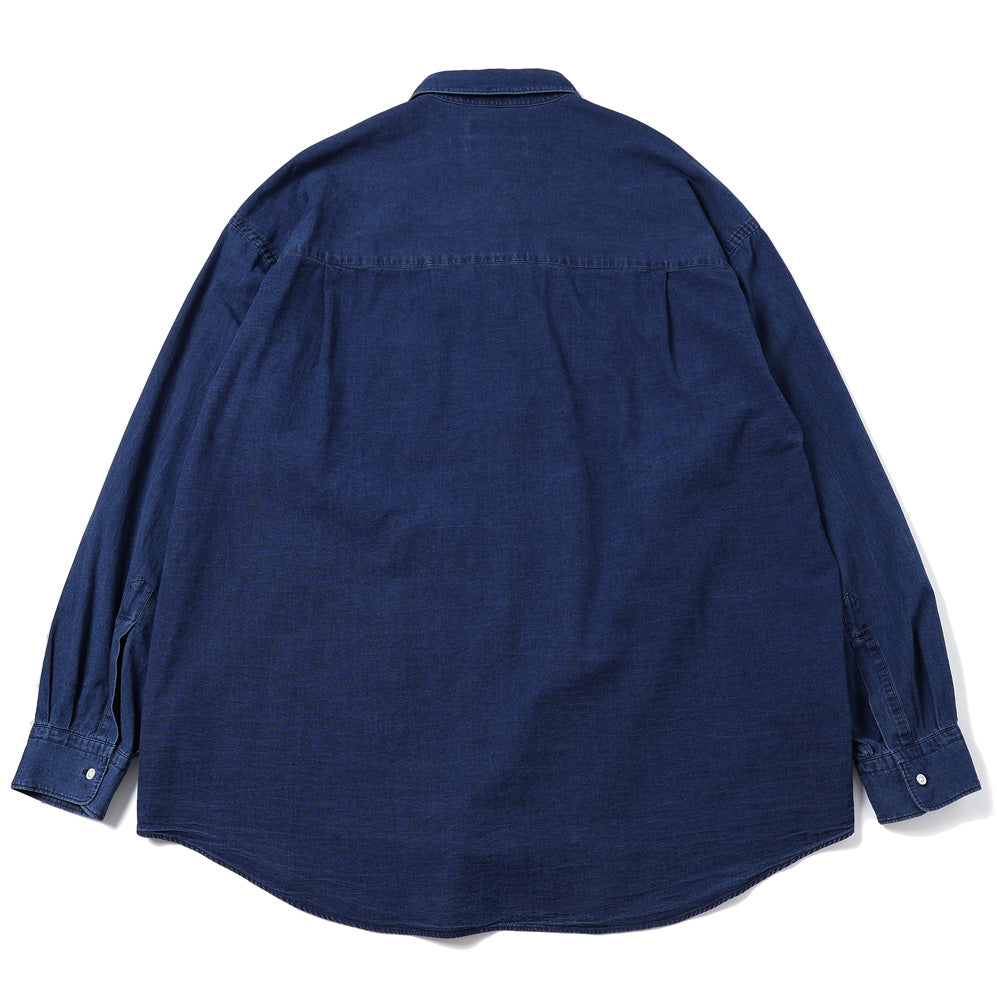SIDOGRAS Indigo Poplin L/S Oversized Regular Collar Shirt