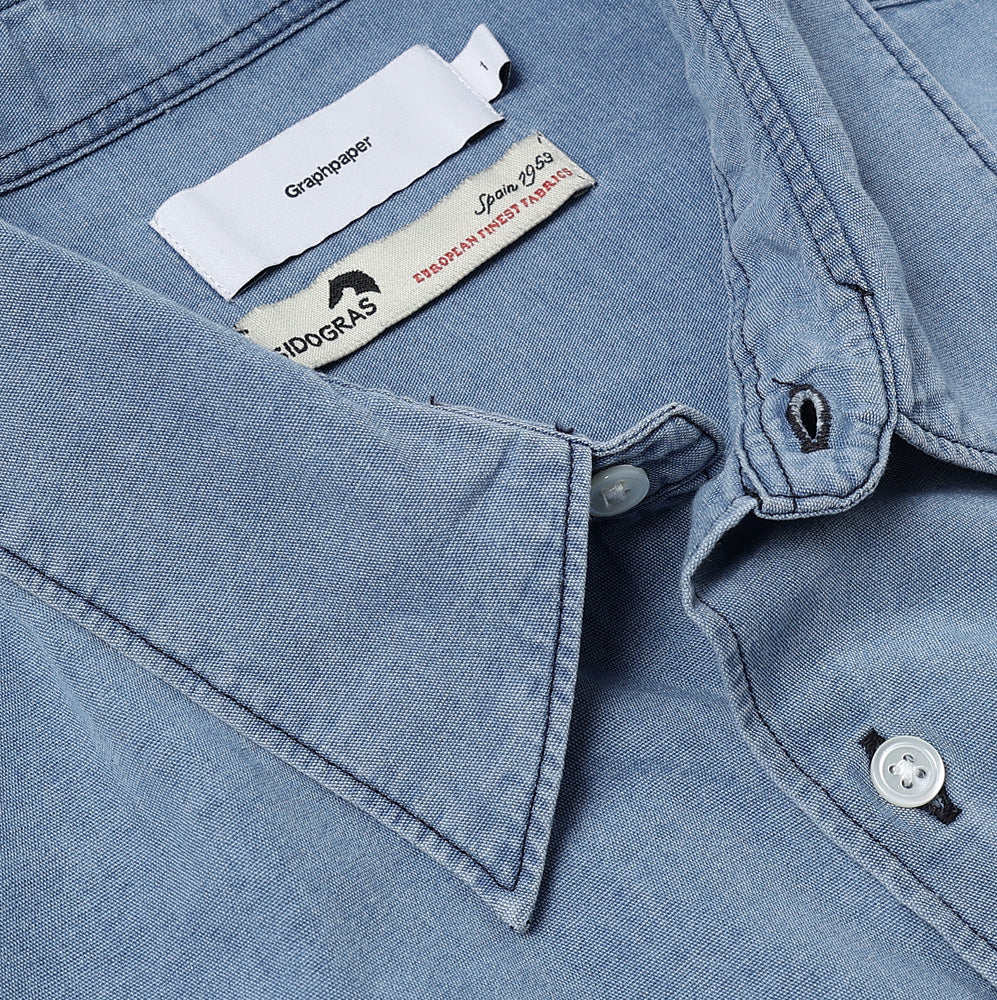 SIDOGRAS Indigo Poplin L/S Oversized Regular Collar Shirt
