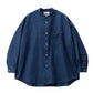 SIDOGRAS Indigo Poplin L/S Oversized Band Collar Shirt