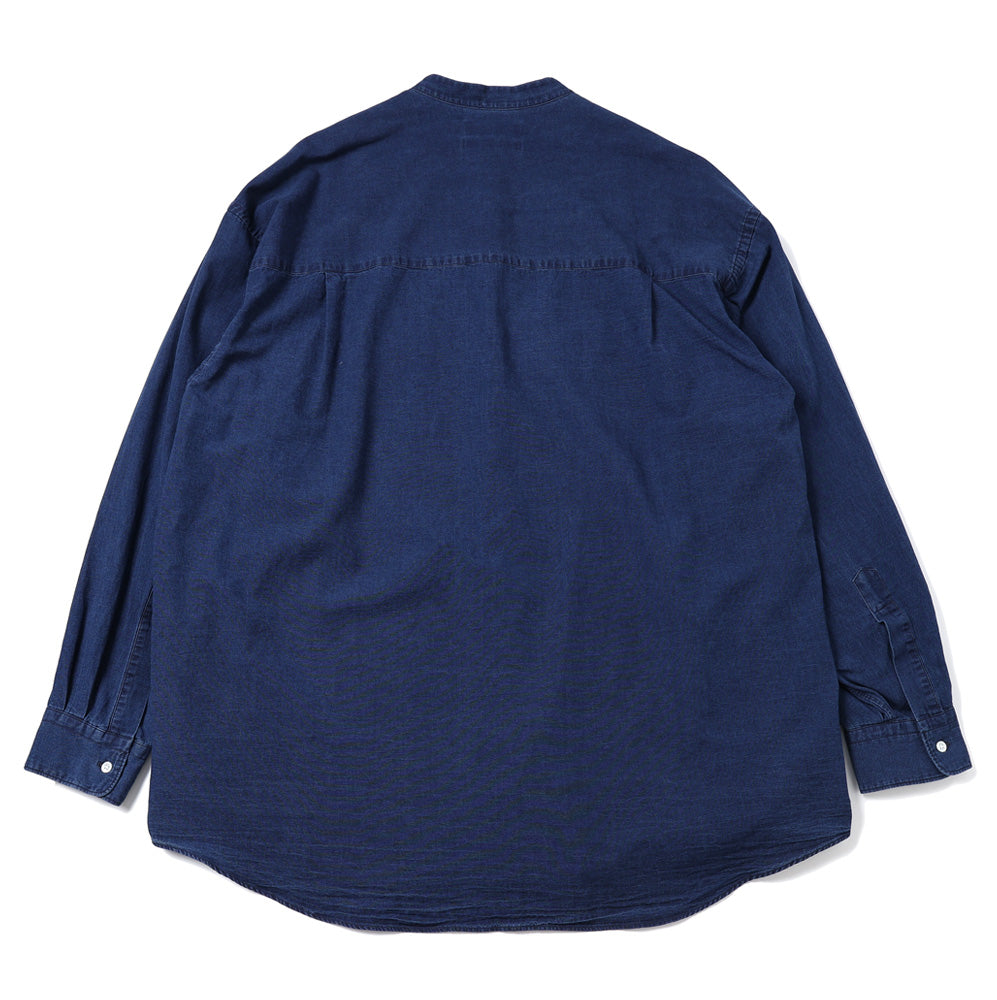 Graphpaper) SIDOGRAS Indigo Poplin L/S Oversized Band Collar