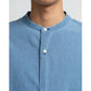 SIDOGRAS Indigo Poplin L/S Oversized Band Collar Shirt
