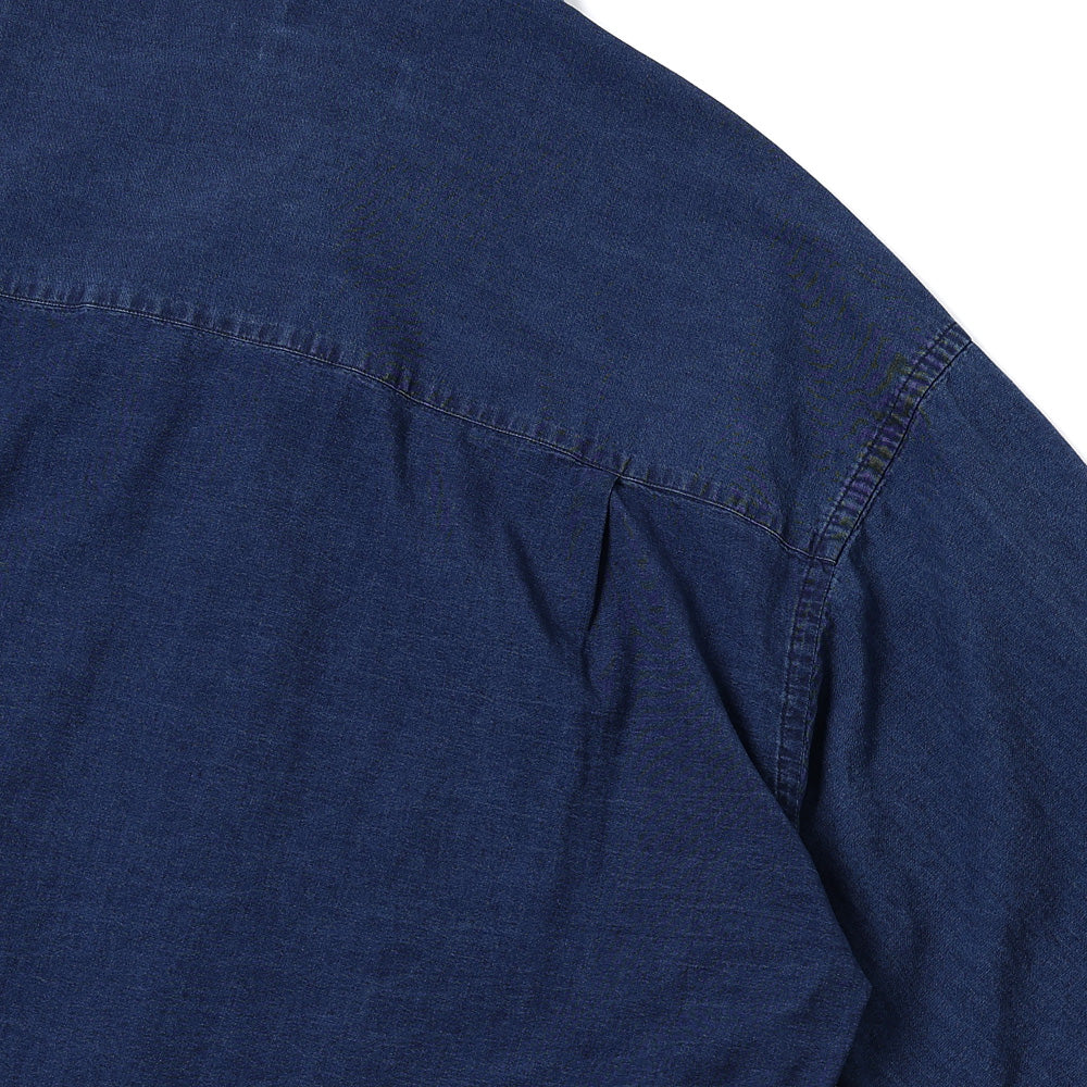 SIDOGRAS Indigo Poplin L/S Oversized Band Collar Shirt