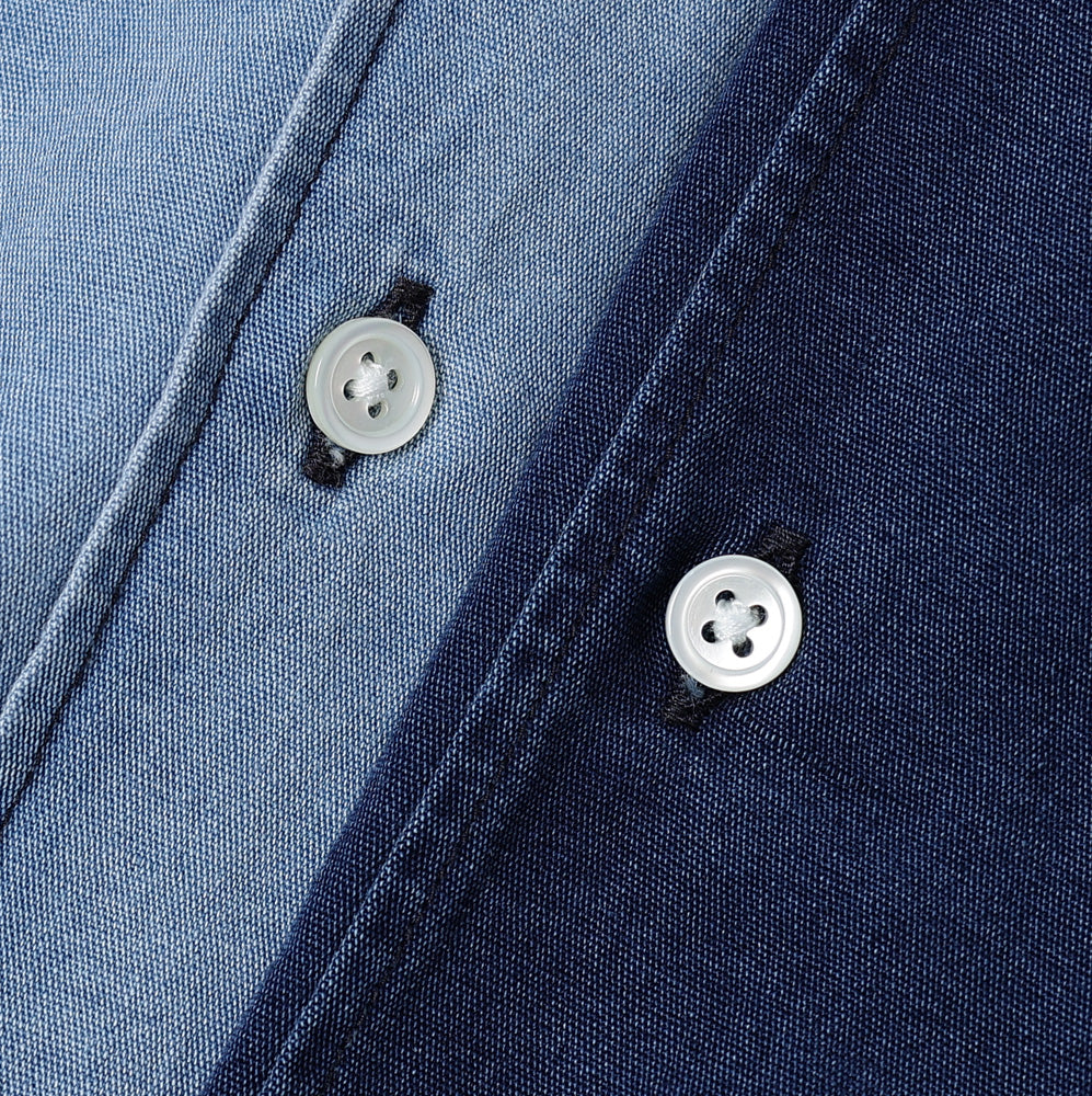 SIDOGRAS Indigo Poplin L/S Oversized Band Collar Shirt