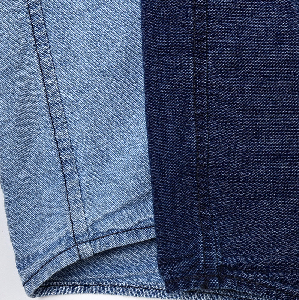 SIDOGRAS Indigo Poplin L/S Oversized Band Collar Shirt
