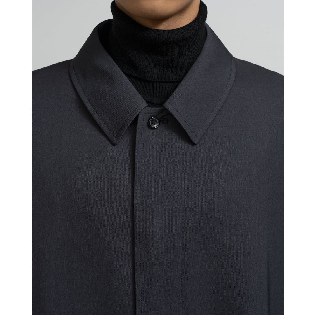 Scale Off Wool Balmacaan Coat