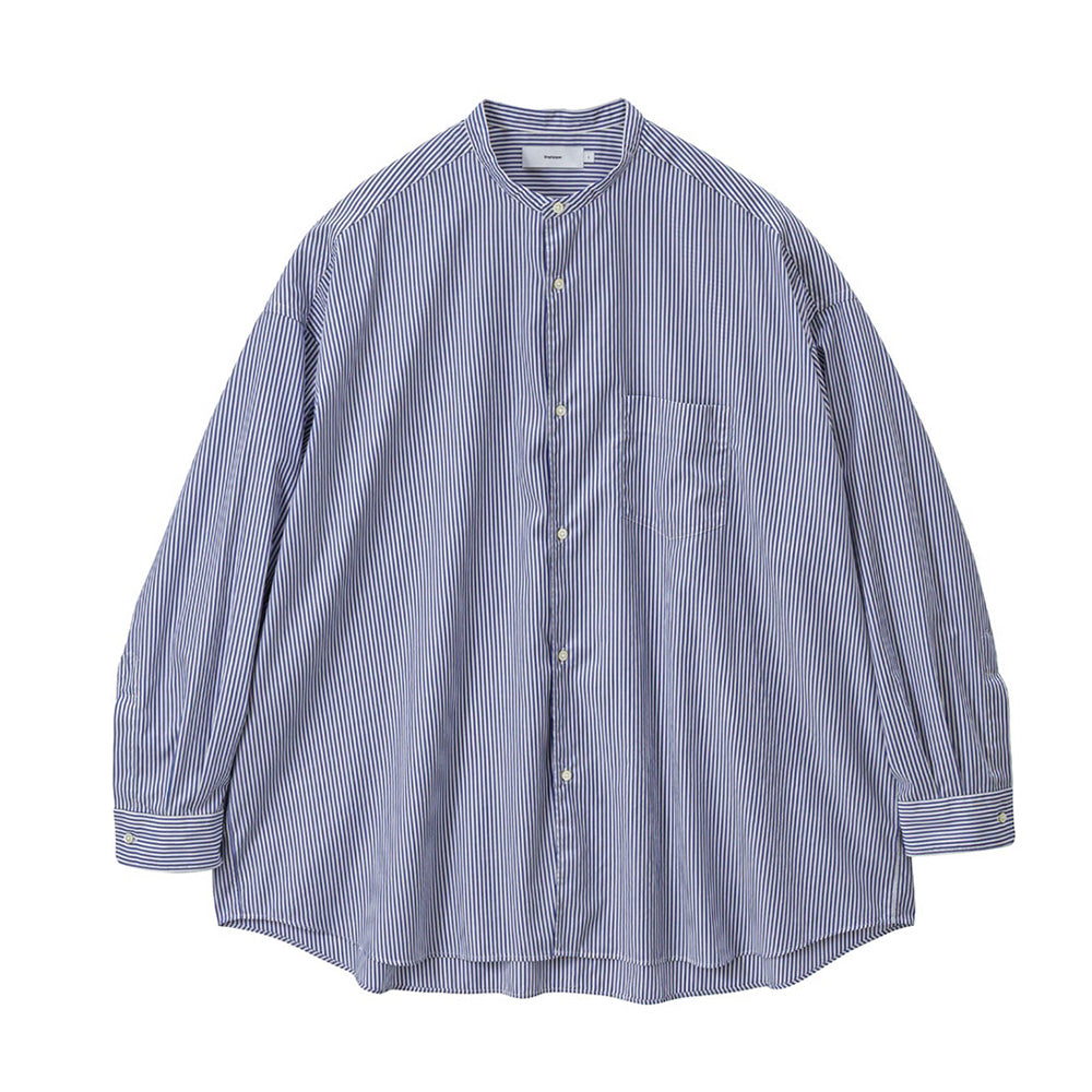 Broad Stripe L/S Oversized Band Collar Shirt
