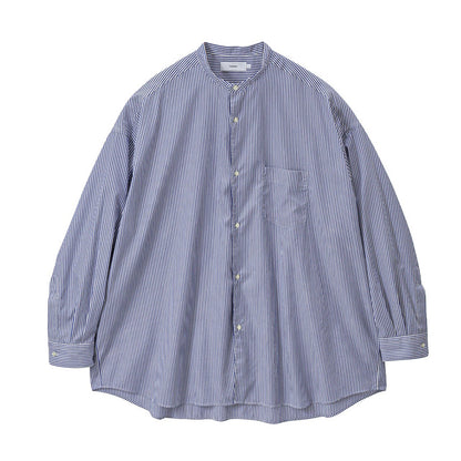 Broad Stripe L/S Oversized Band Collar Shirt