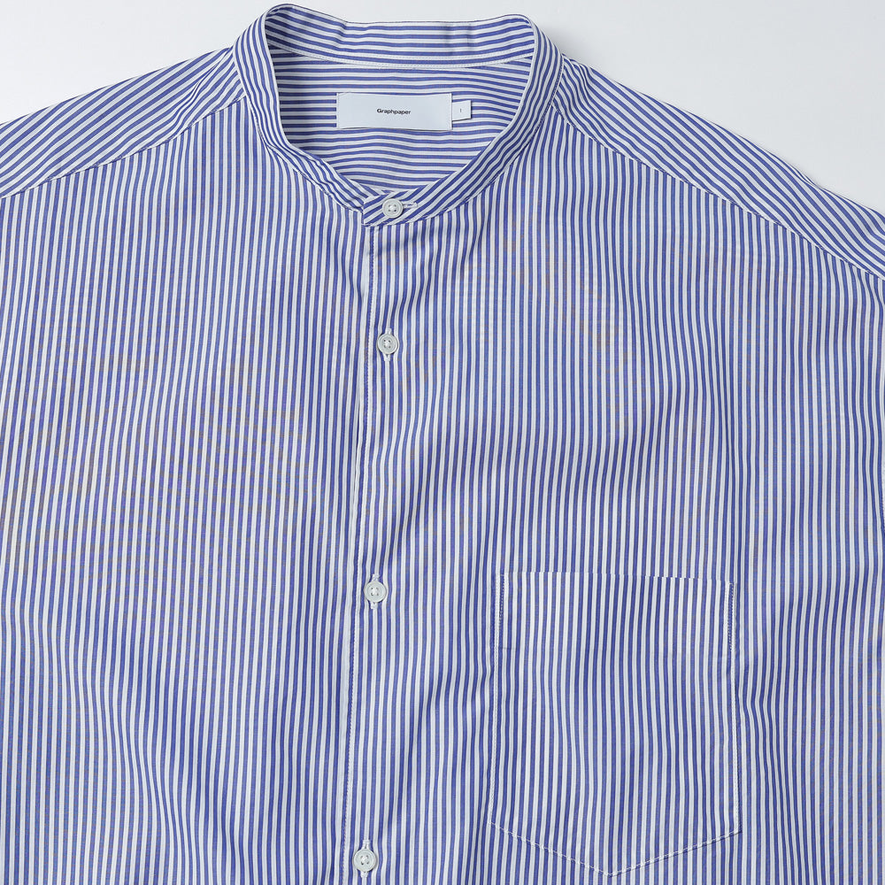 Broad Stripe L/S Oversized Band Collar Shirt