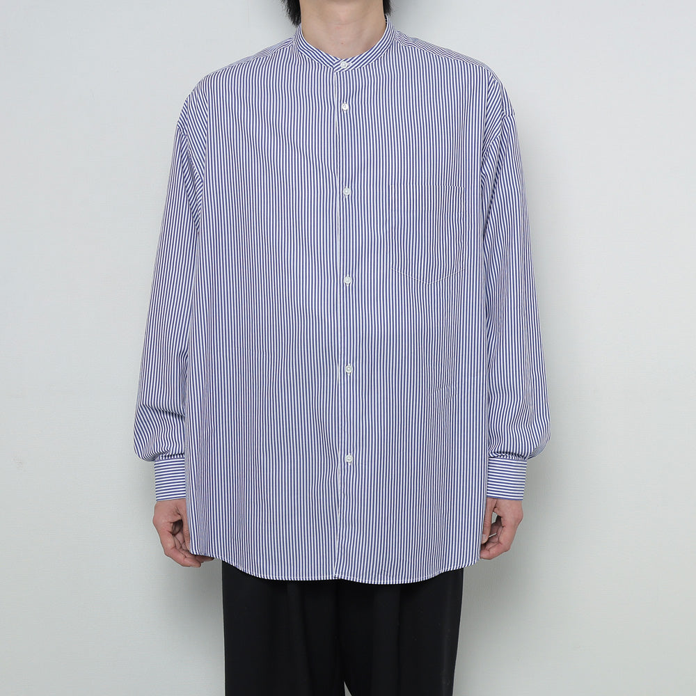 Broad Stripe L/S Oversized Band Collar Shirt