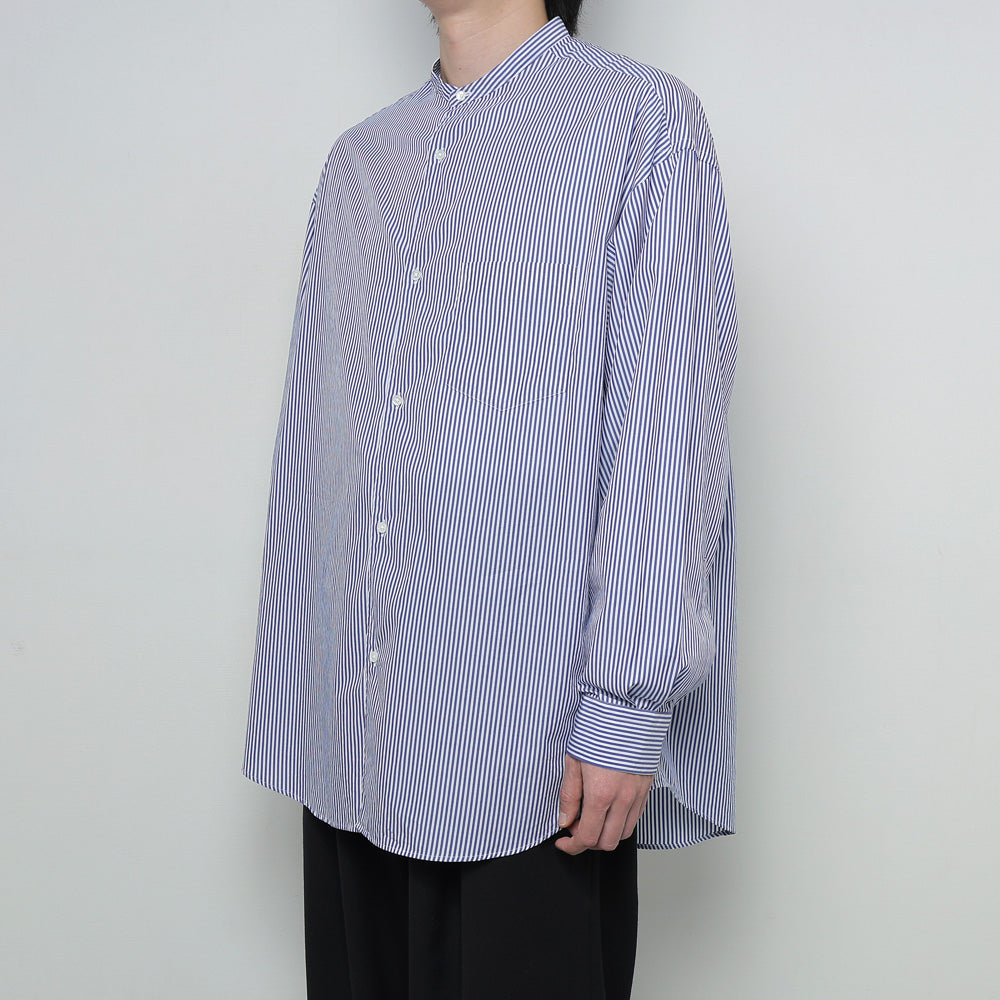 Broad Stripe L/S Oversized Band Collar Shirt
