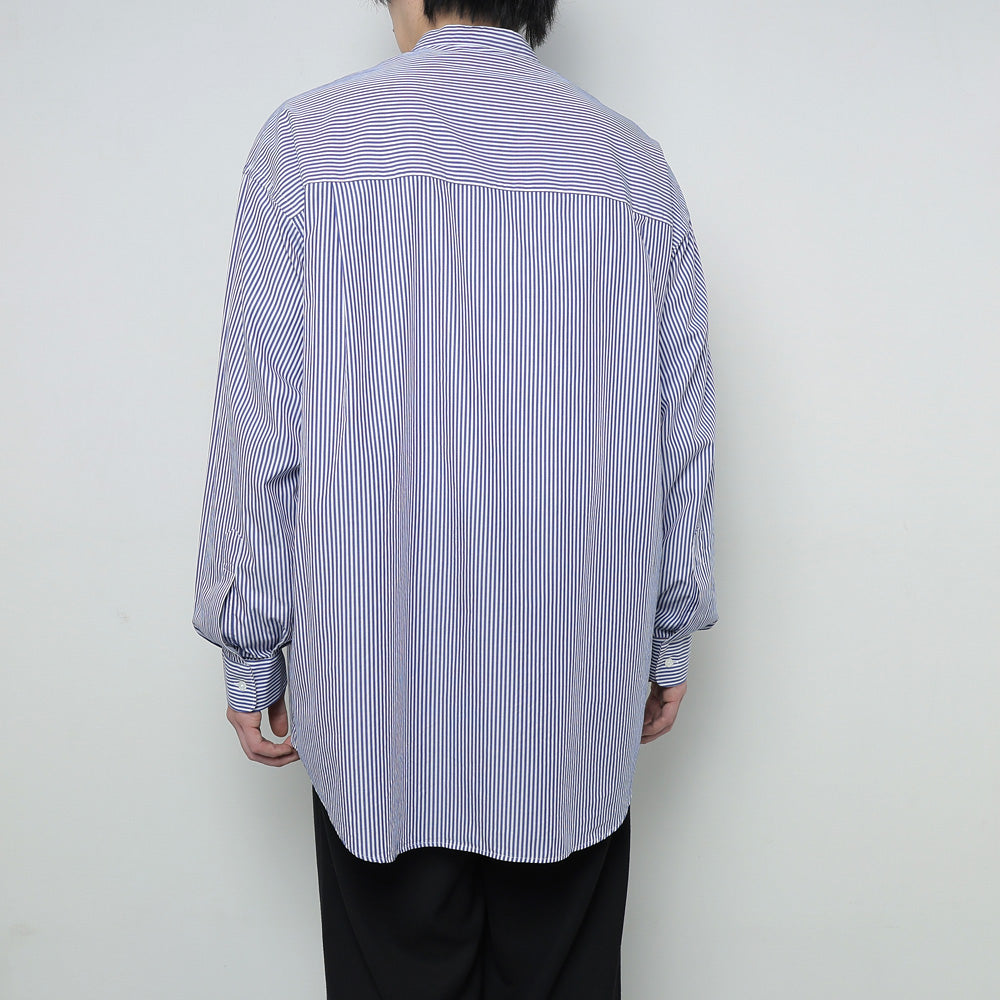 Broad Stripe L/S Oversized Band Collar Shirt