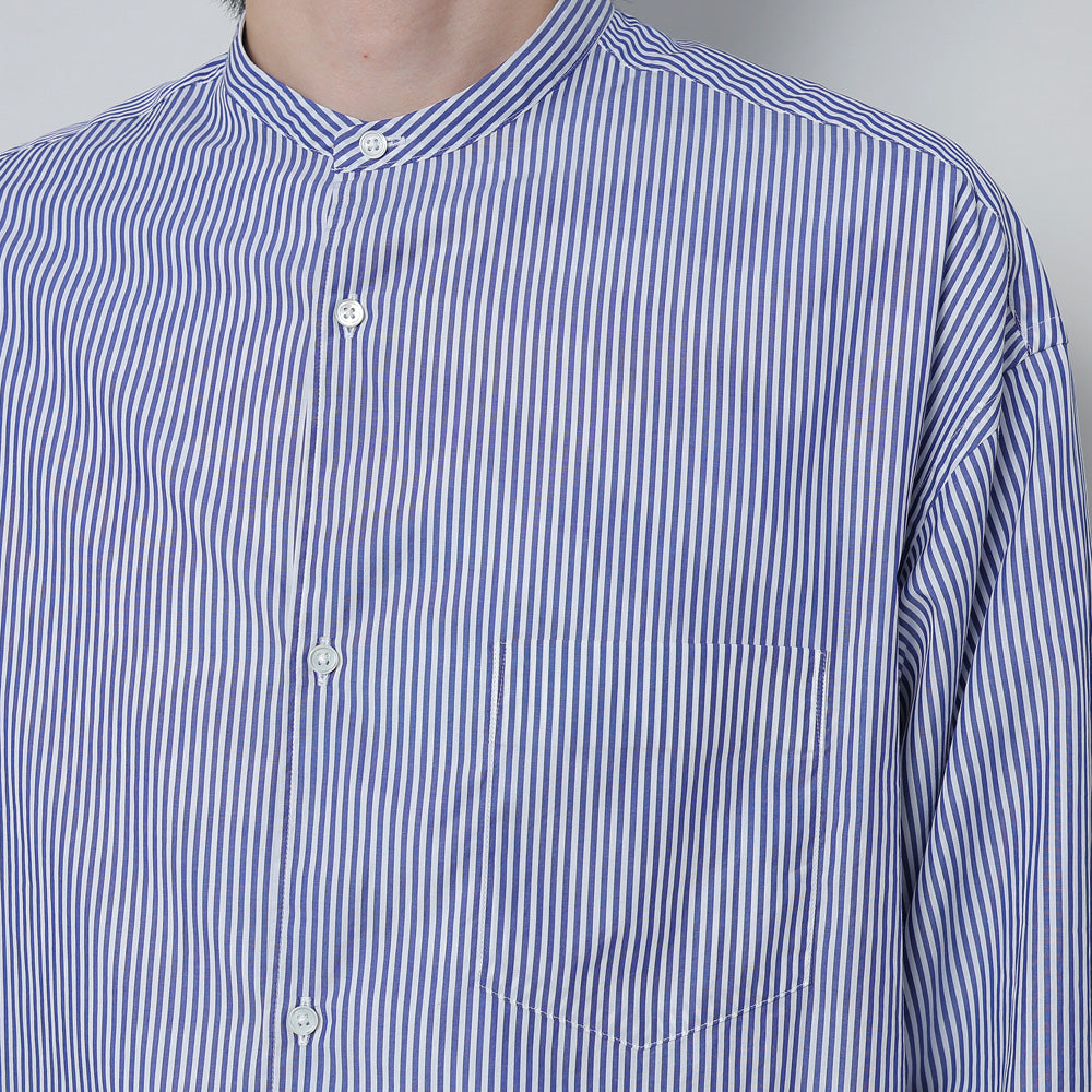 Broad Stripe L/S Oversized Band Collar Shirt