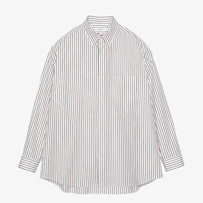 SIDOGRAS Striped Long-Sleeve Oversized Regular Collar Shirt