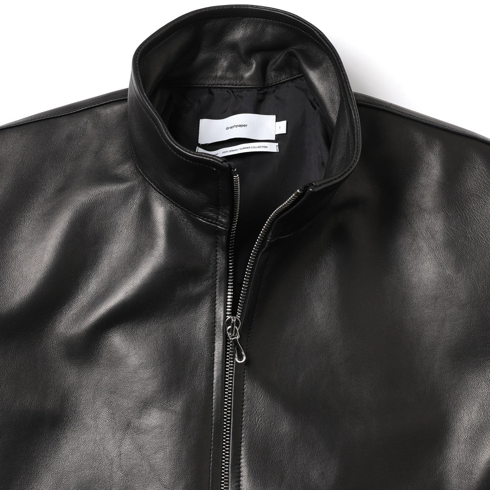 [限定値下]Graphpaper LambLeather TrackJacket Graphpaper * Lamb Leather Track Jacket * Black | public
