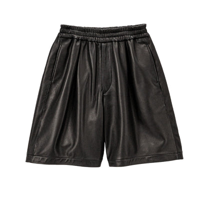 Lamb Leather Track Wide Shorts