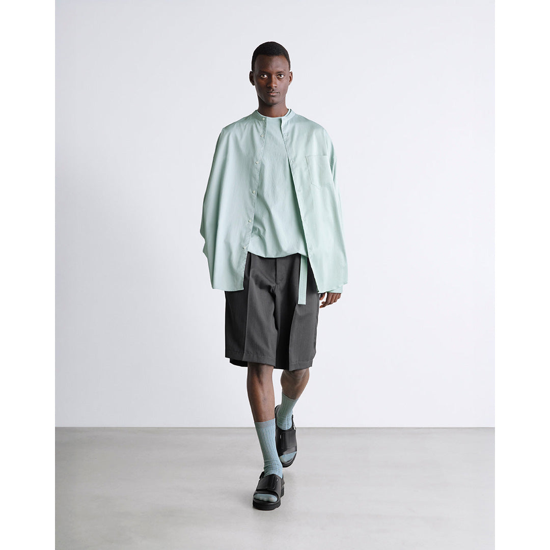 Silicon Poplin Oversized Band Collar Shirt