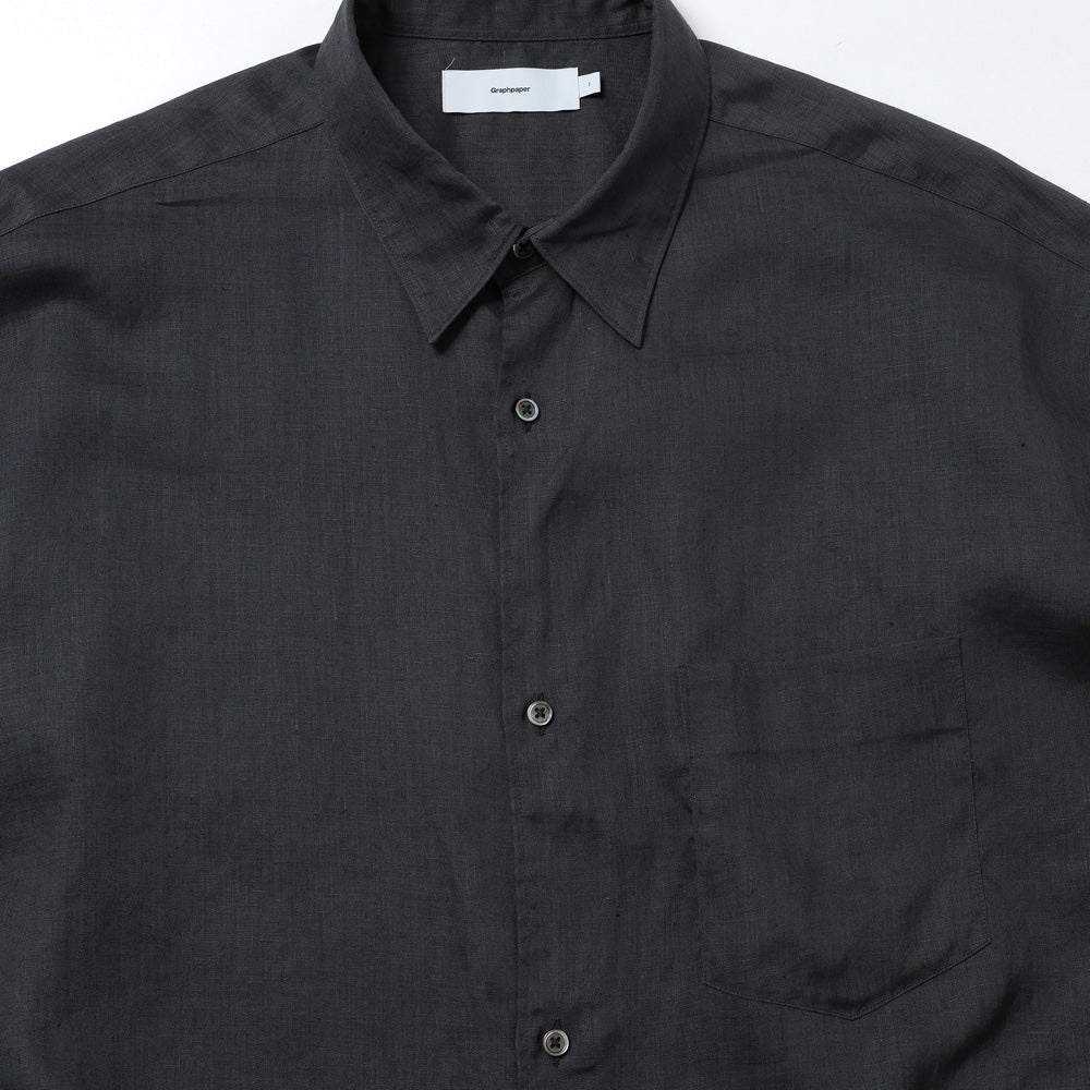 Graphpaper) Linen L/S Oversized Regular Collar Shirt (GM262-50039B