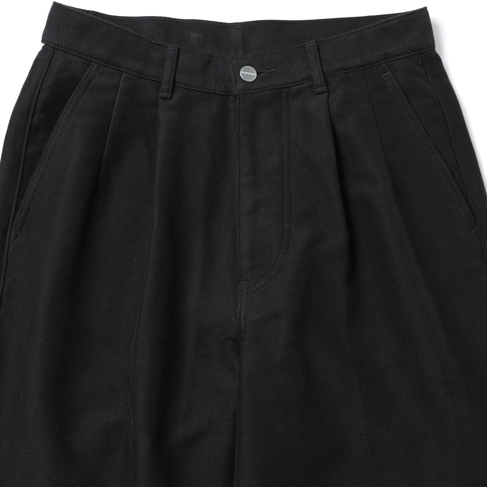 Cotton Double Serge Two Tuck Tapered Pants
