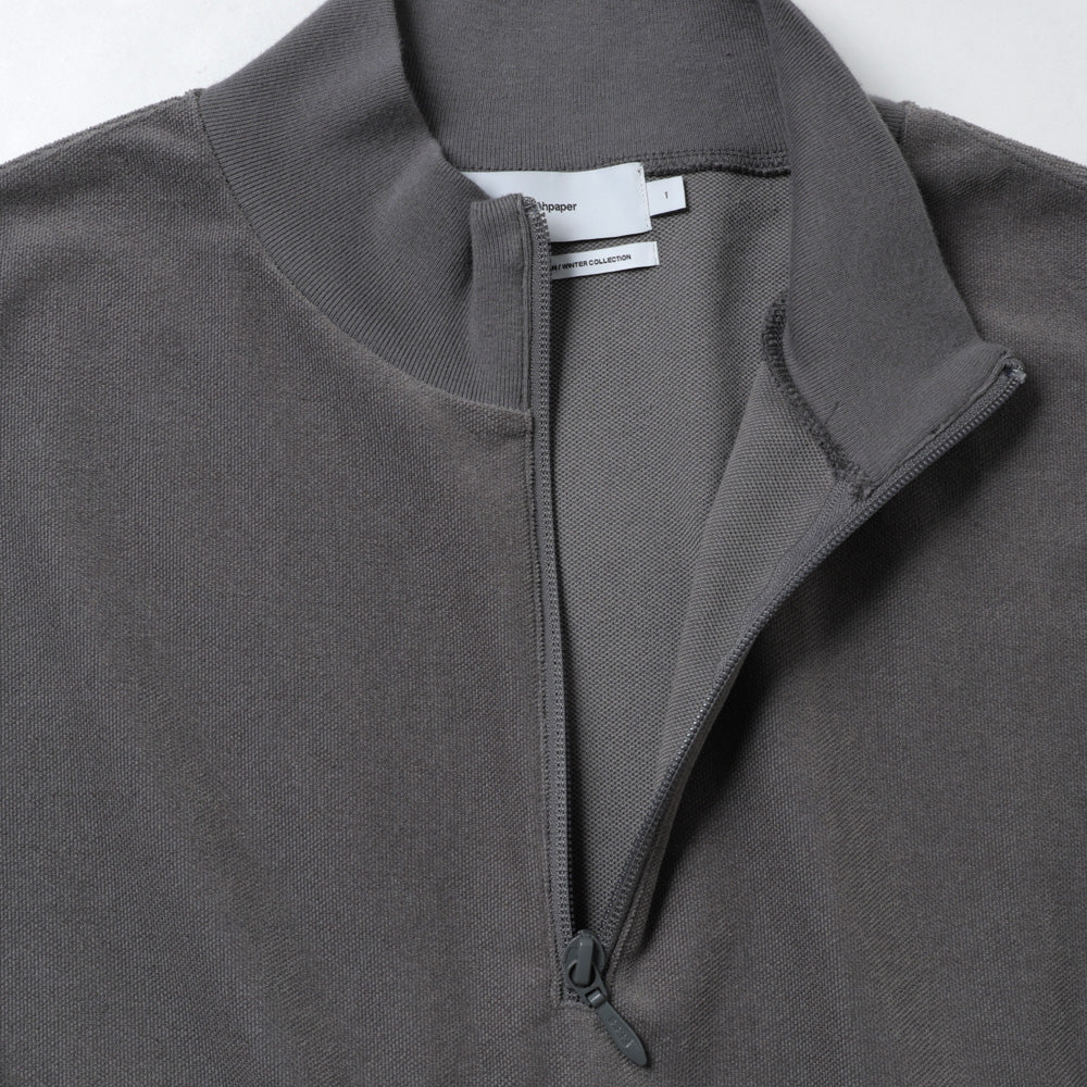 Pique Velour Jersey Half Zip Sweatshirt