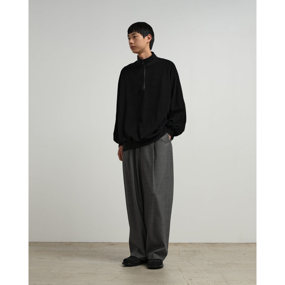 Pique Velour Jersey Half Zip Sweatshirt
