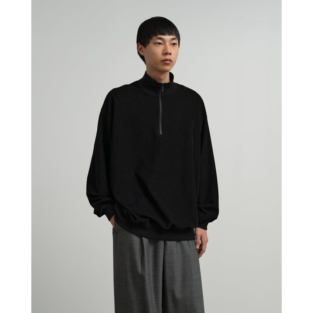 Pique Velour Jersey Half Zip Sweatshirt