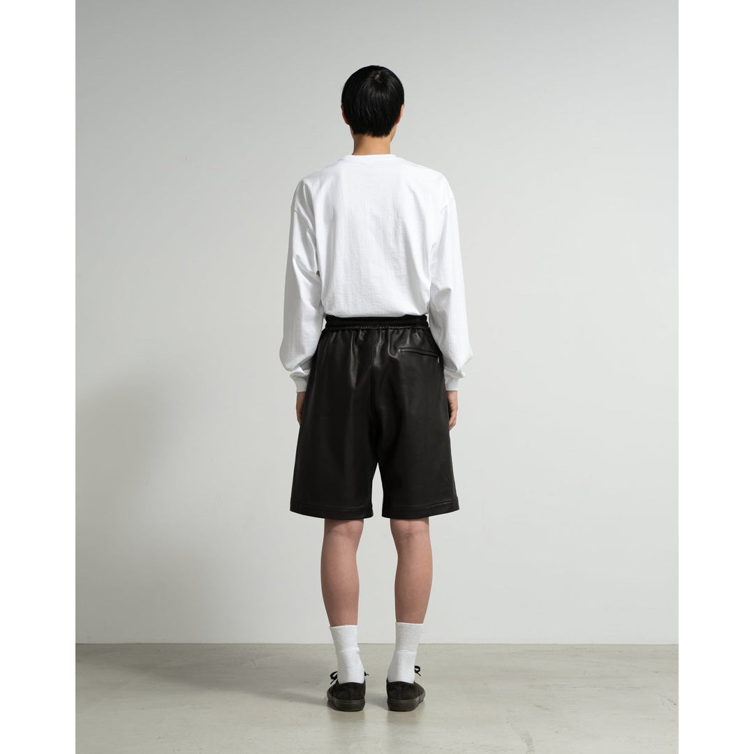Graphpaper) Lamb Leather Track Wide Shorts (GM261-40405