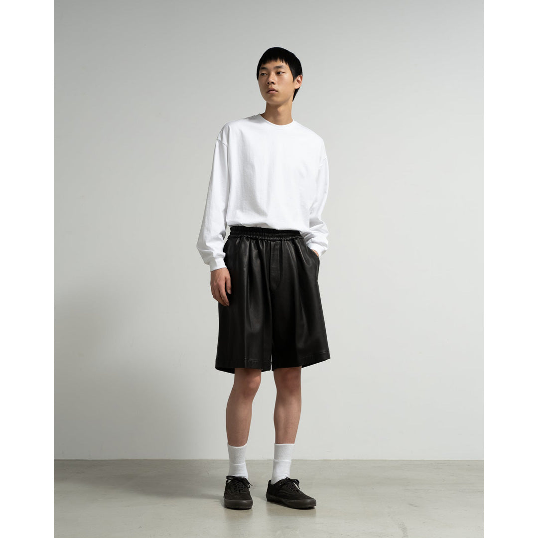 Lamb Leather Track Wide Shorts