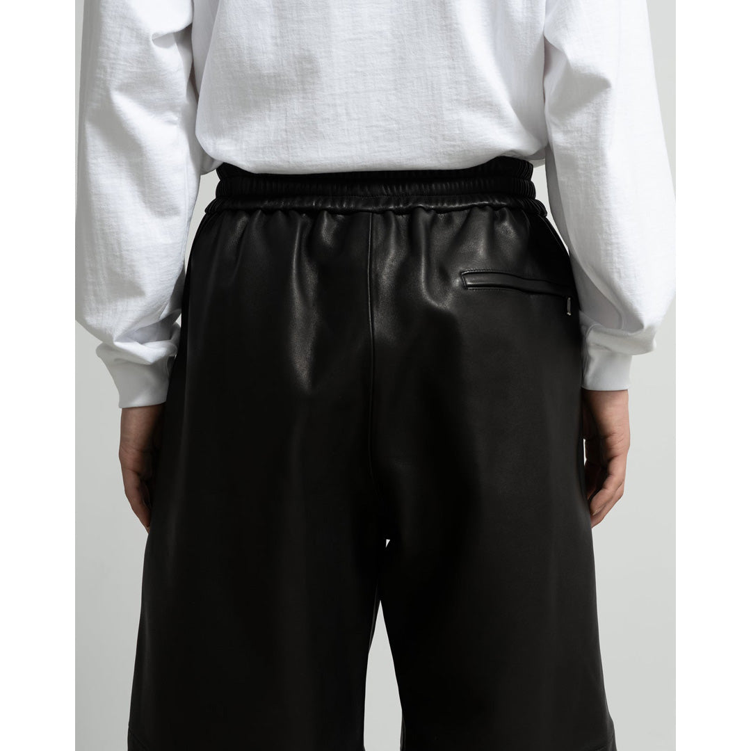 Lamb Leather Track Wide Shorts
