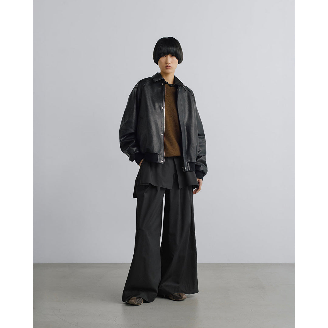 Cow Leather Raglan Blouson
