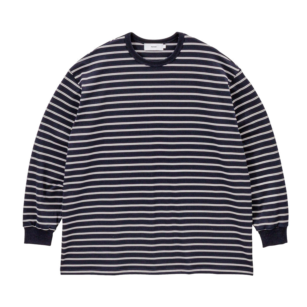 Graphpaper) Tri Spun Border L/S Tee (GU261-70121B) | Graphpaper