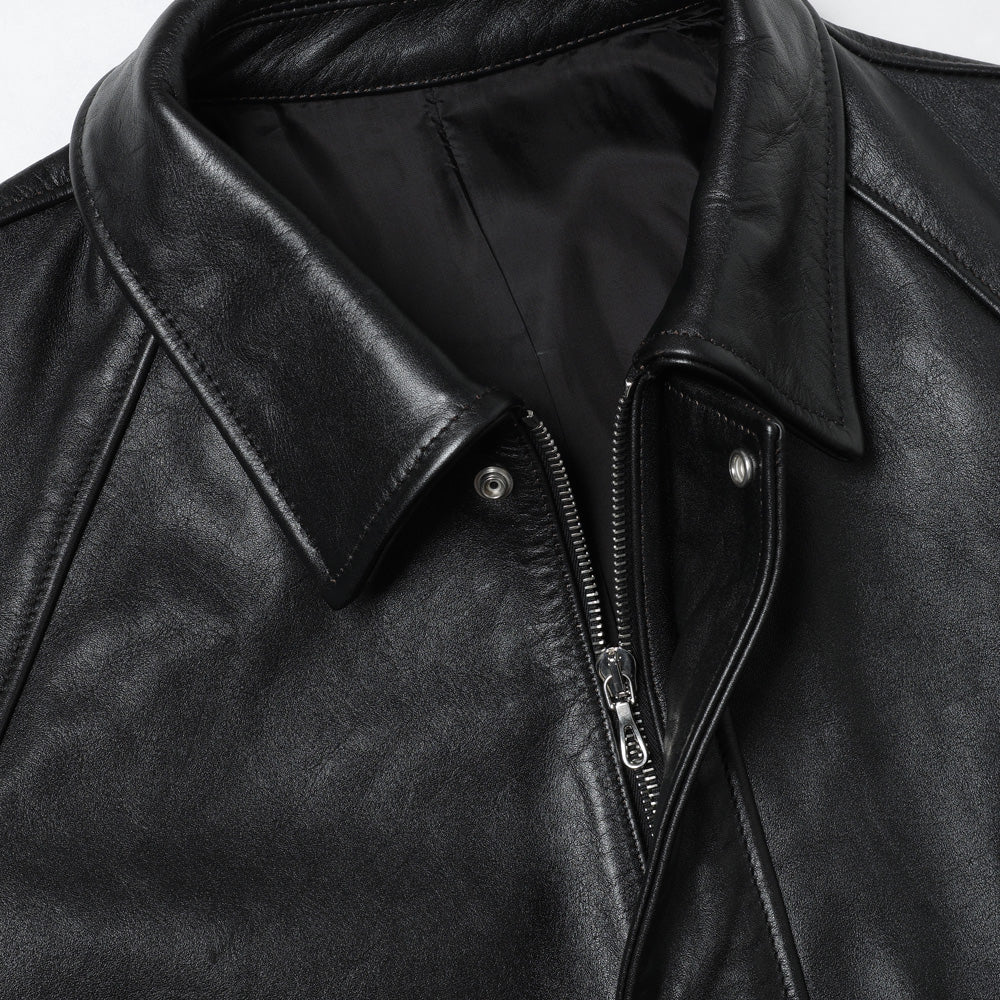 Cow Leather Raglan Blouson