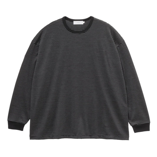 Fine Wool Border Long Sleeve Crew Neck Tee
