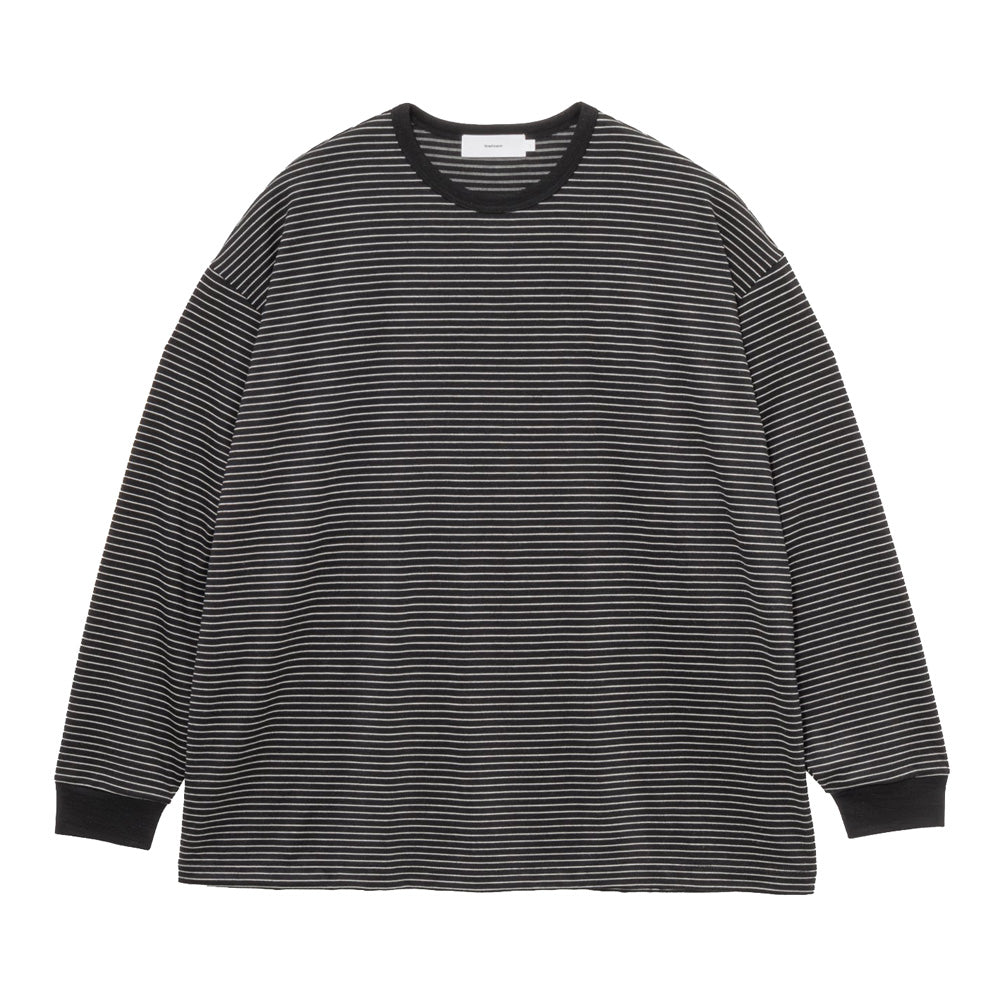 Graphpaper) Fine Wool Border Long Sleeve Crew Neck Tee (GU263