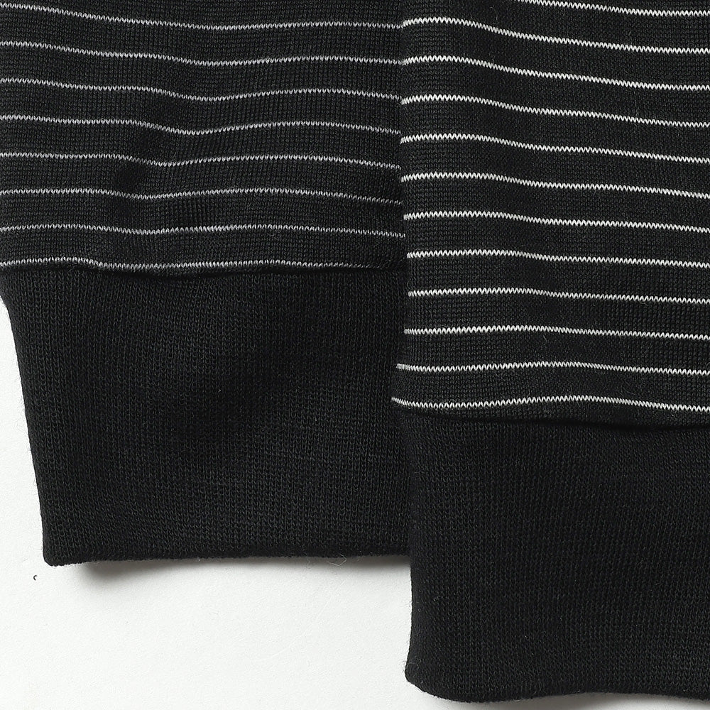 Fine Wool Border Long Sleeve Crew Neck Tee