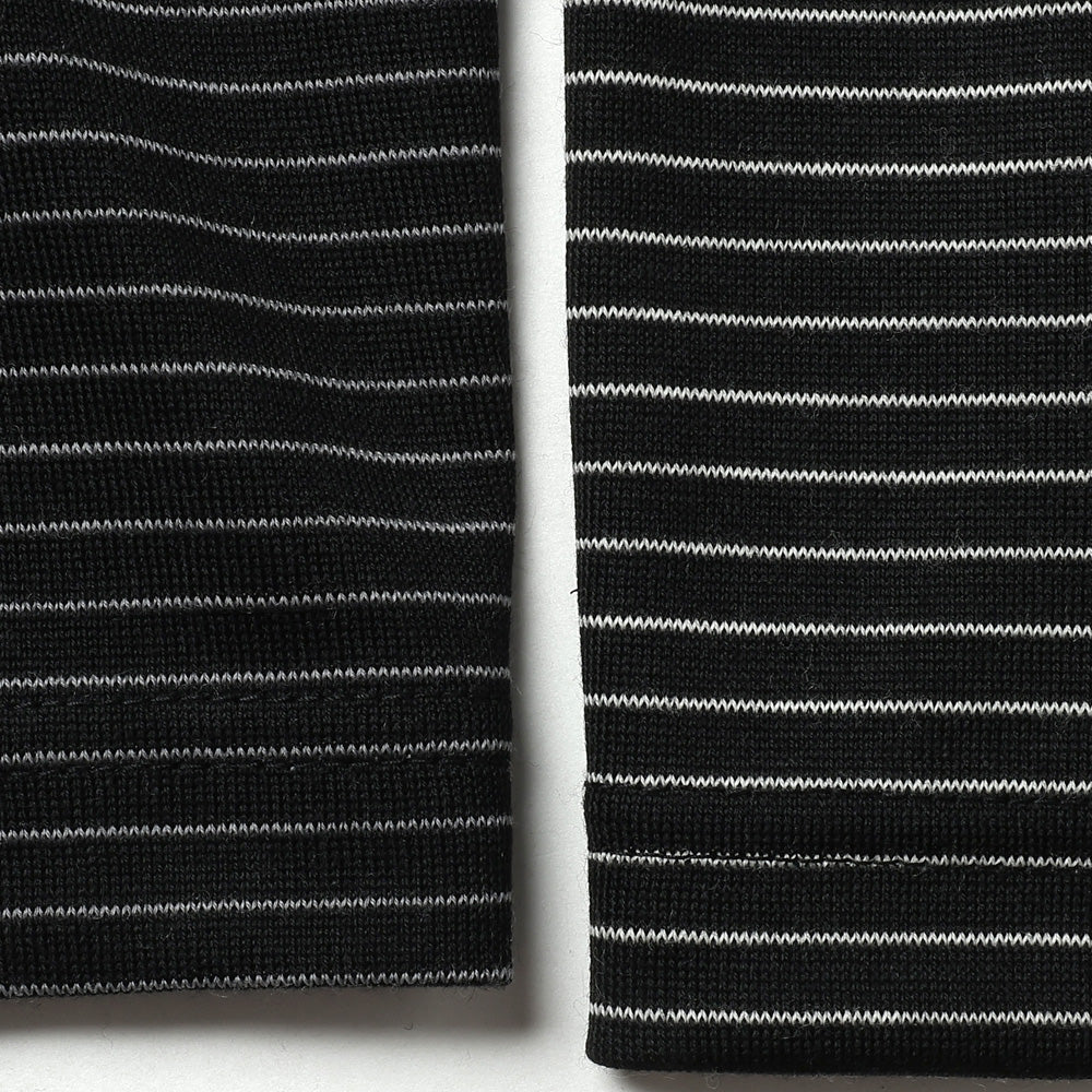Fine Wool Border Long Sleeve Crew Neck Tee