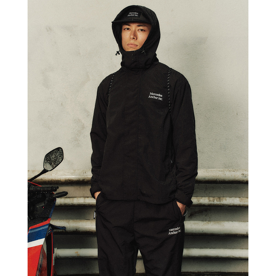 HOODED NYLON TRACK JACKET