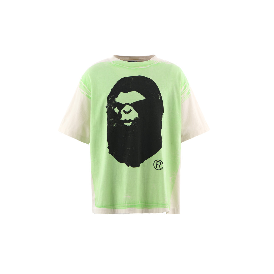 SAINT Mxxxxxx  × A BATHING APE® SS TEE HANDPRINT WHT×GRN