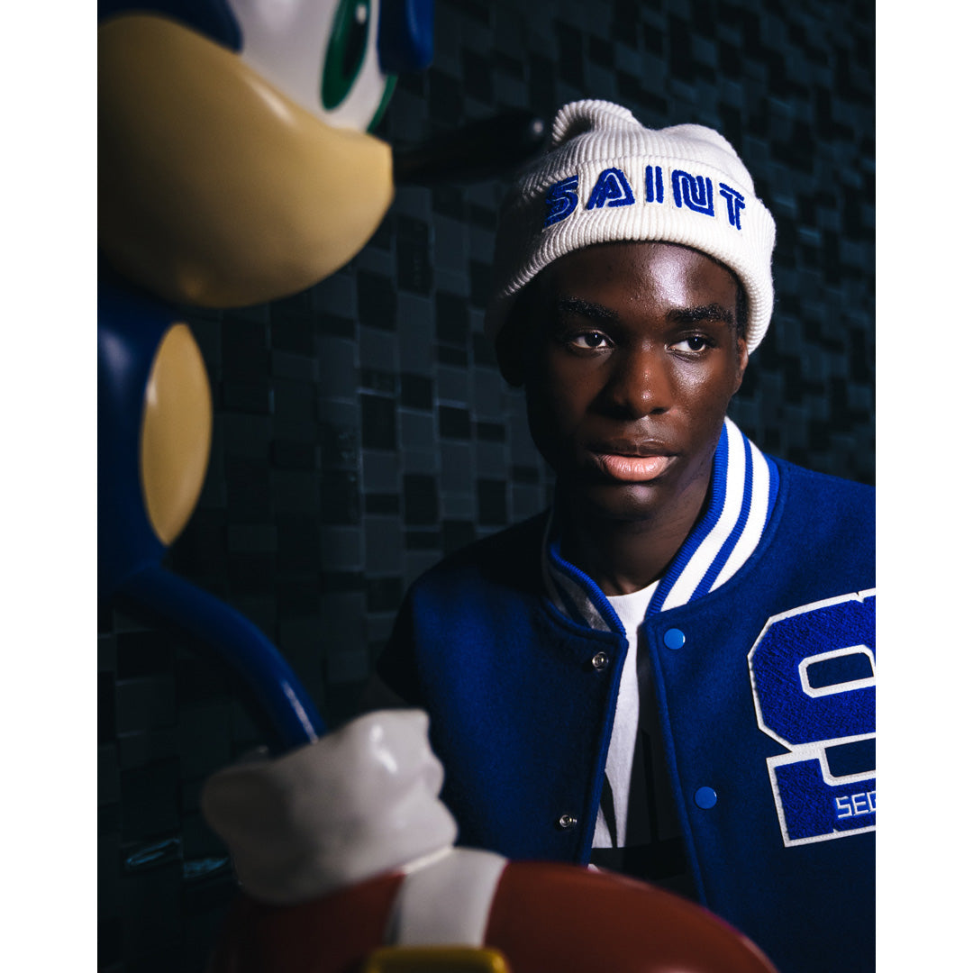 SAINT Mxxxxxx × SEGA KNIT CAP SAINT SEGA WHITE