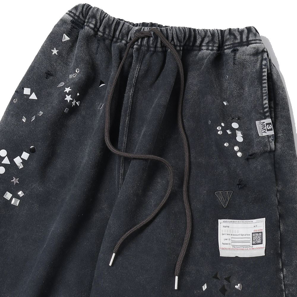EMBELLISHED BLEACHED PANTS