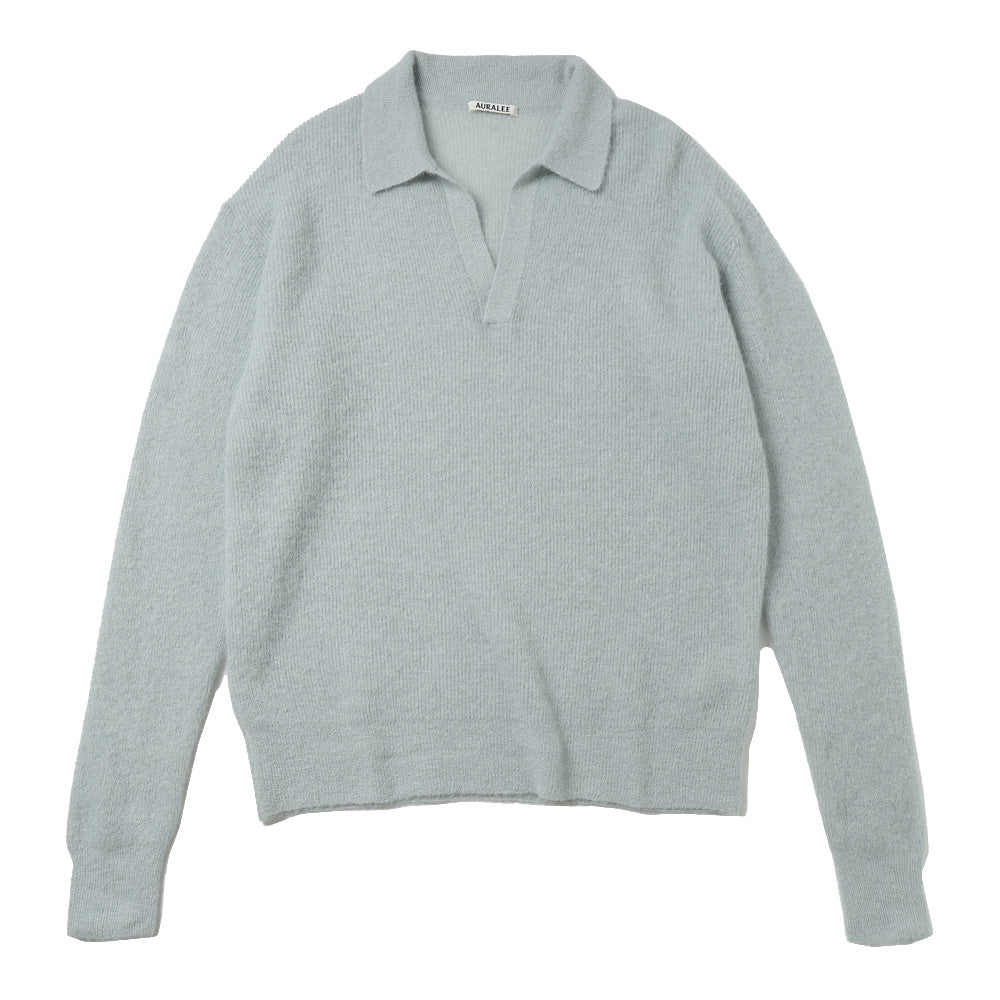 AURALEE) BABY SURI ALPACA SHEER KNIT SKIPPER POLO (A26AP02AK