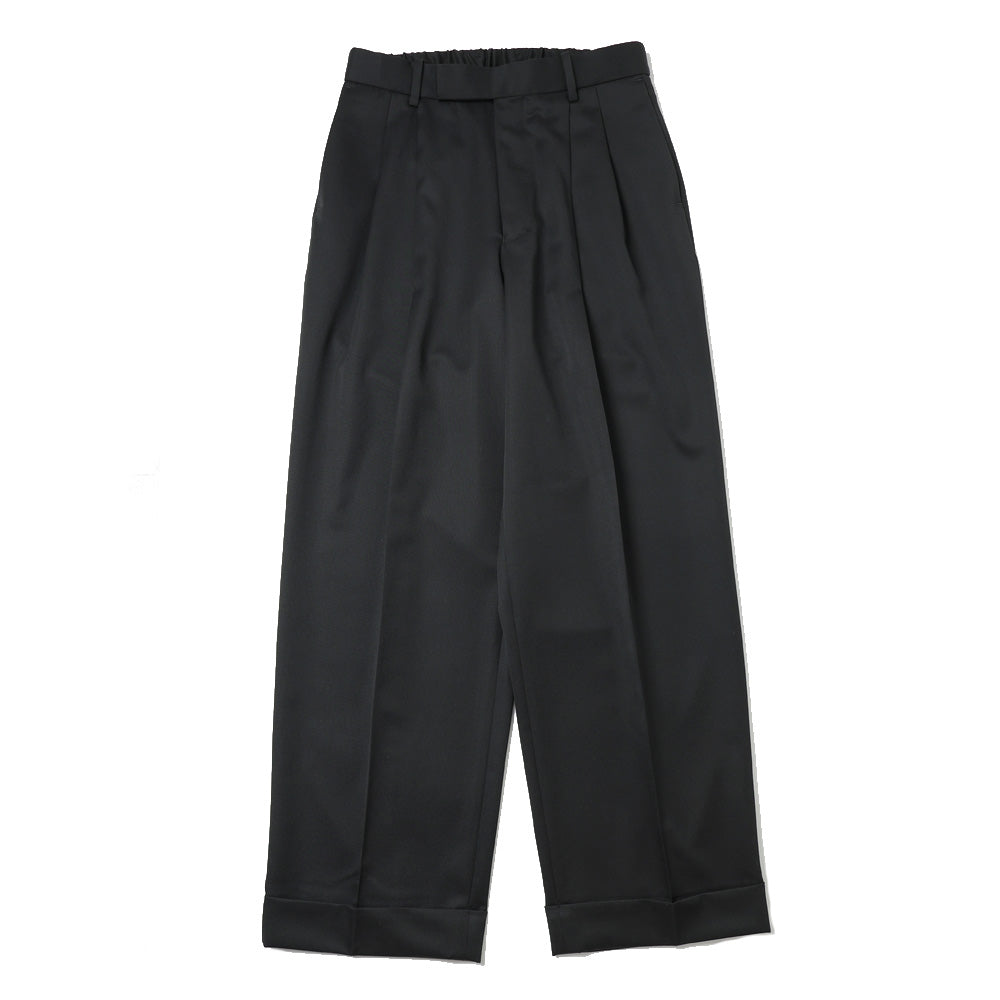 DOUBLE PLEATED WIDE TROUSERS ORGANIC WOOL GABARDINE