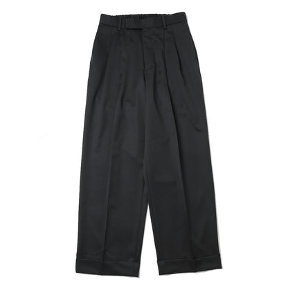 DOUBLE PLEATED WIDE TROUSERS ORGANIC WOOL GABARDINE