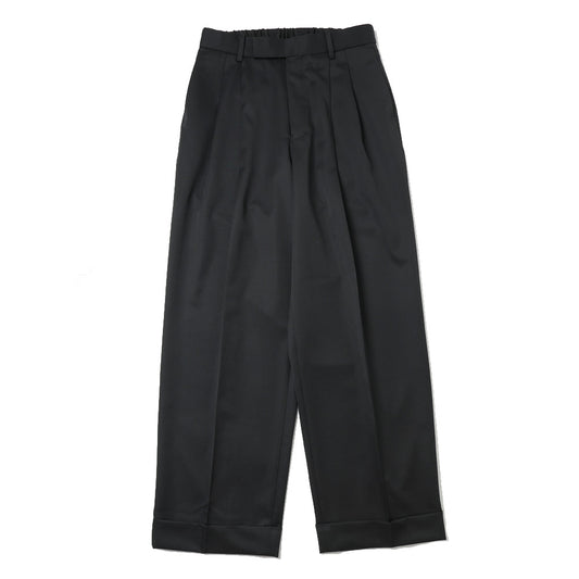 DOUBLE PLEATED WIDE TROUSERS ORGANIC WOOL GABARDINE