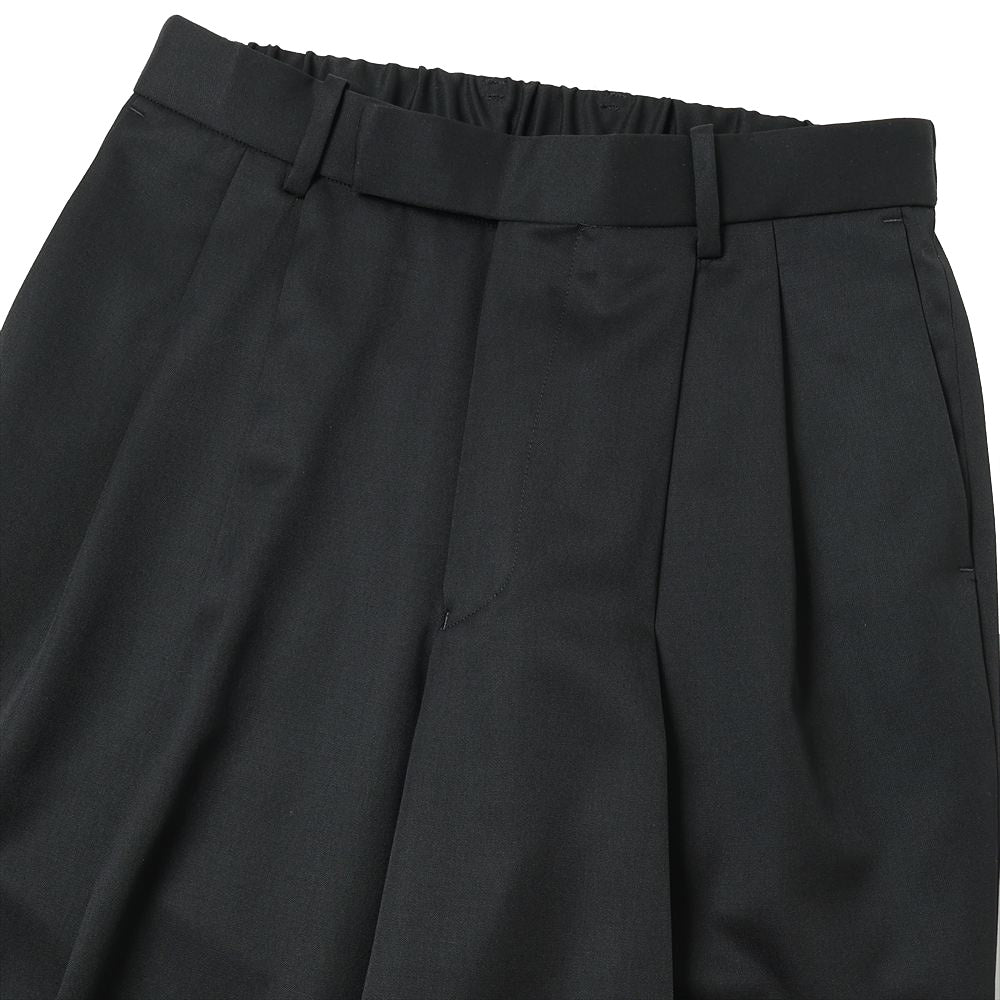 DOUBLE PLEATED WIDE TROUSERS ORGANIC WOOL GABARDINE