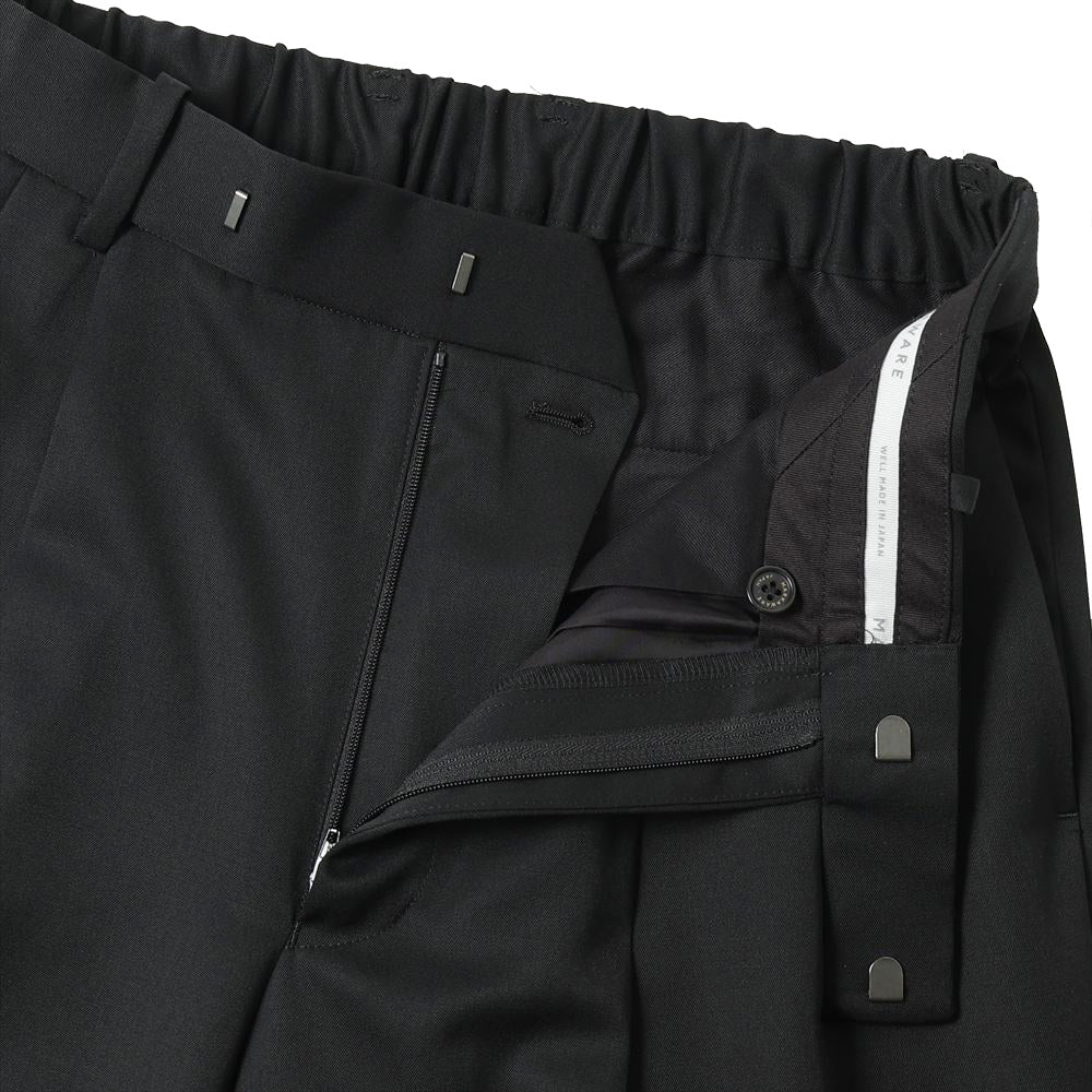 DOUBLE PLEATED WIDE TROUSERS ORGANIC WOOL GABARDINE