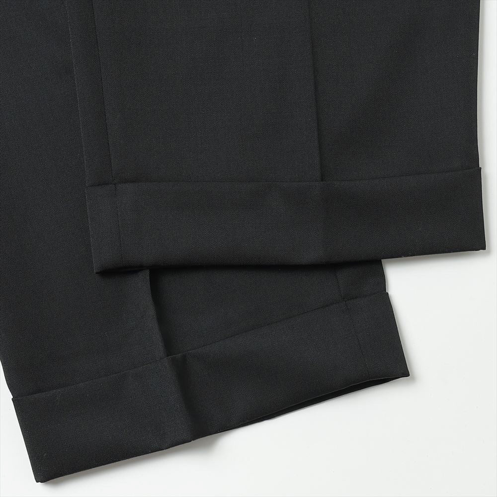 DOUBLE PLEATED WIDE TROUSERS ORGANIC WOOL GABARDINE